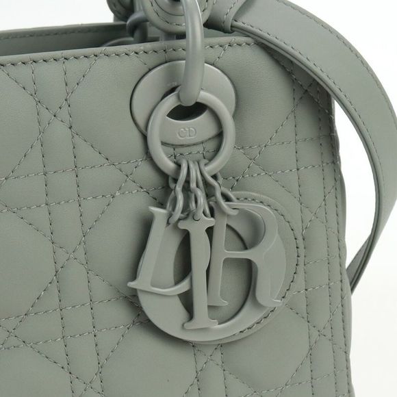 Dior Lady Dior Grey Leather Handbag (Pre-Owned) - Picture 3 of 12